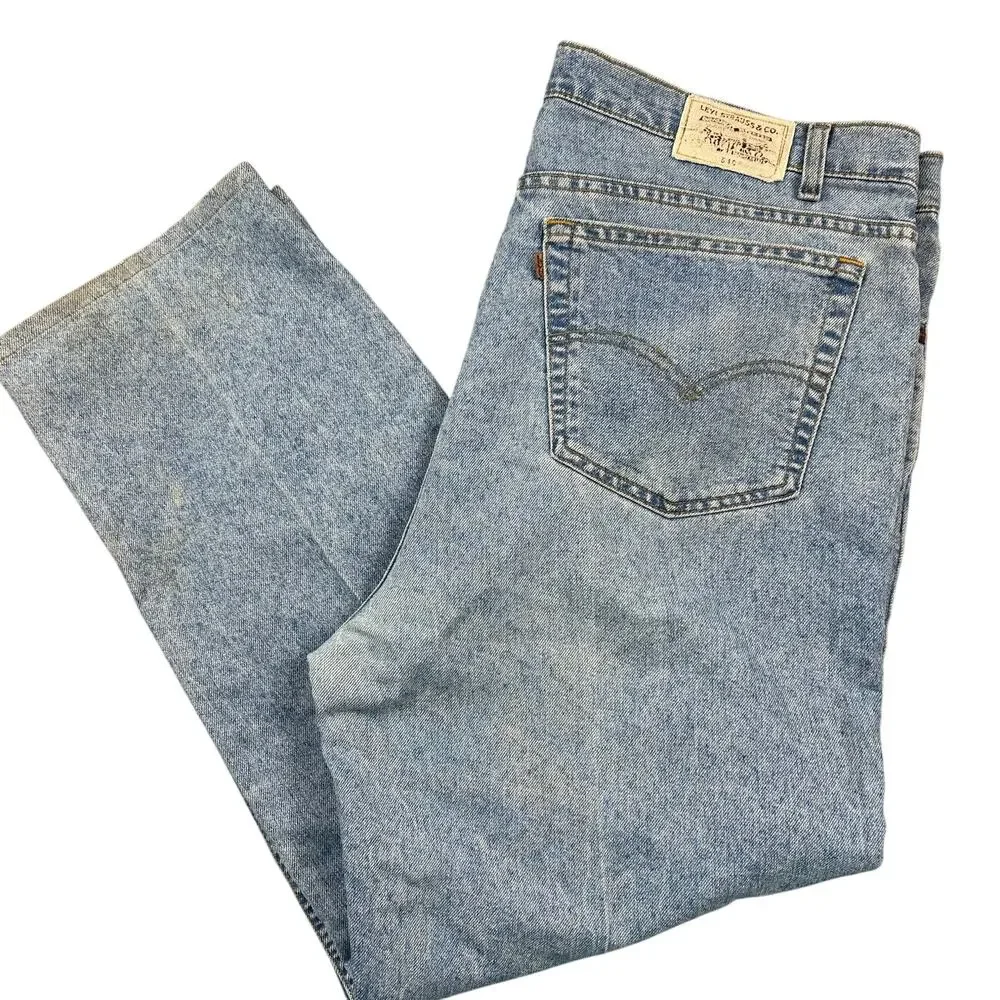 90s Vintage Levi's Jeans Brown Tab 540 Relaxed Light Wash Denim Mens 42 X 28